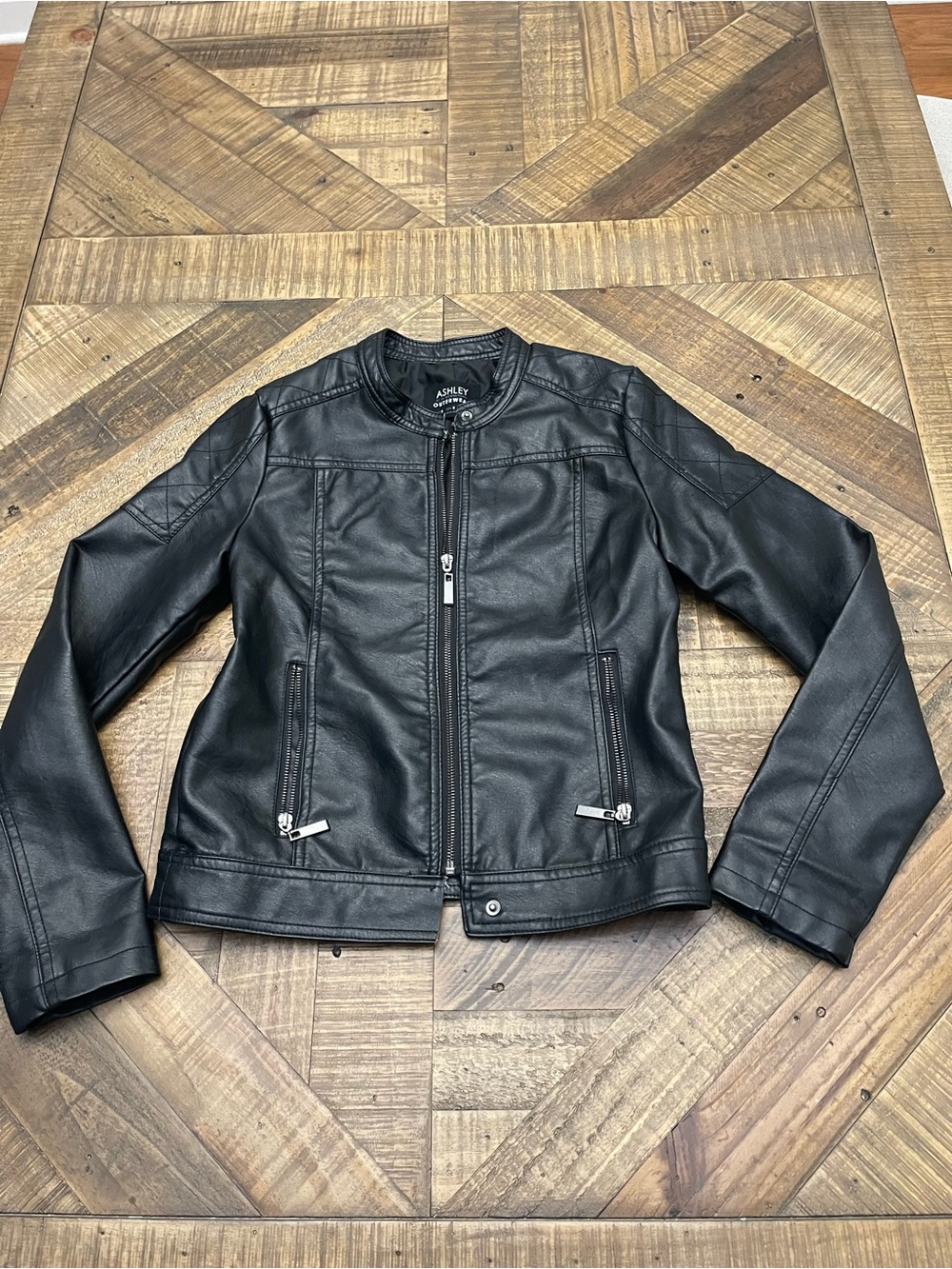 Ashley by 26 International Black Faux Leather Moto Jacket